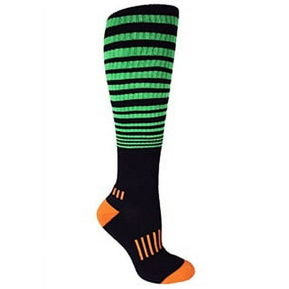 MOXY Socks Black with Lime Green/Orange Knee-High Premium “The Force” Fitness Deadlift Socks