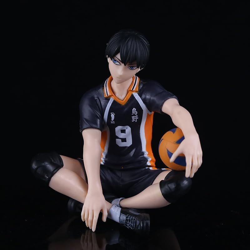 Newly Hinata Shoyo Figure Kageyama Tobio Figure Sitting Anime Figures 18cm/7.1inch Handmade PVC Game Character Model Decoration Craft Gift (b)