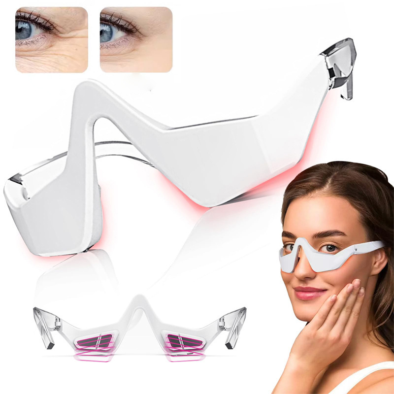Red Light Therapy Glasses with Microcurrent，Eye Massager for Dark Circles, Eye Bags, Puffiness & Wrinkles Relief | Rechargeable Eye Mask for Home/Office Use
