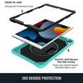 thumbnail image 2 of For Apple iPad 9th 8th 7th Gen 10.2 inch Tablet Hand and Shoulder Strap with Kickstand 3in1 Tough Hybrid - Teal, 2 of 4