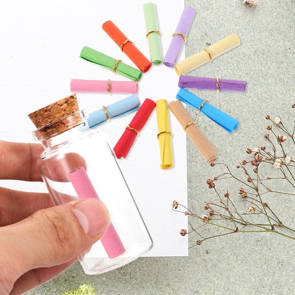 LOLIPPYY 100Pcs Wishing Paper Chinese Mini Paper Scrolls Assorted Color for Writing Decoration DIY Crafts