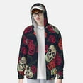 thumbnail image 4 of Balery Roses Skulls Men's Women's UPF 50+ Sun Protection Lightweight Hoodie Performance Long Sleeve Shirt for Fishing Running-Large, 4 of 9
