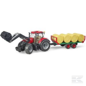 Case IH Optum 300CVX w. frontloader, bale trailer + 8 bales Bruder Toys Juguetes/Modelismo/Autos a Escala