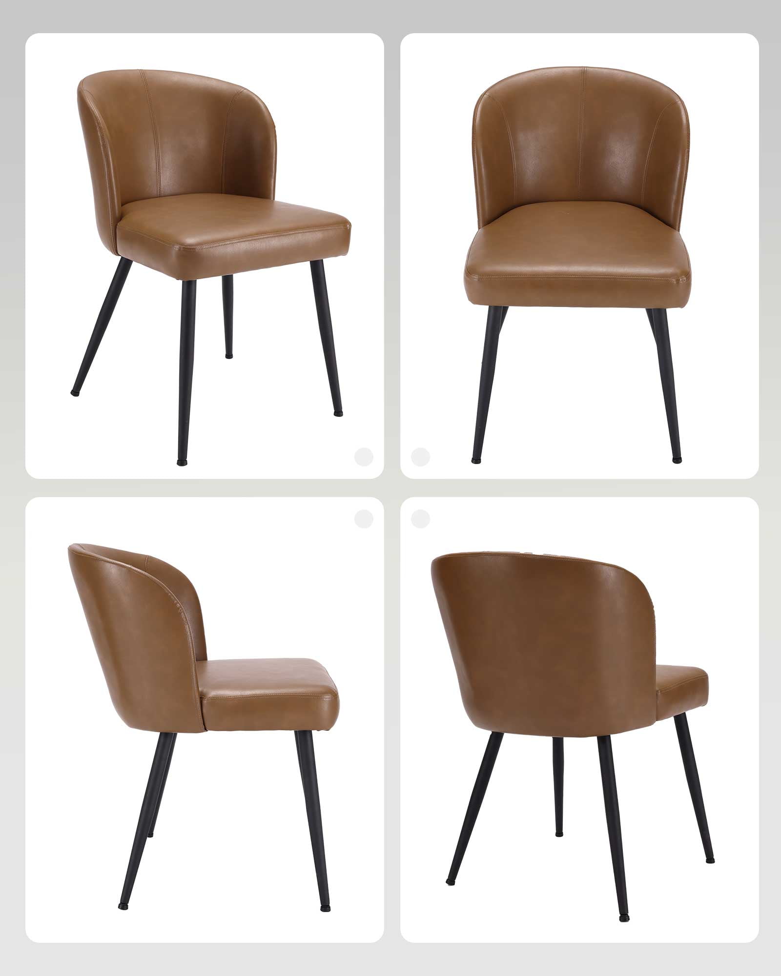 Sailvan Dining Chairs Set of 6, Modern PU Leather Upholstered Kitchen Chairs for Dining Room & Living Room with High Back, Easy Maintaince, Brown