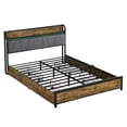 thumbnail image 4 of Full Size Bed Frame with Storage Headboard, USB Charging Ports, RGB LED Lighting, 4 Drawers, Sturdy Metal Platform, No Box Spring Needed, 4 of 10