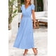thumbnail image 4 of Vestido largo PRETTYGARDEN para mujer, cuello en V, cuello en V, volantes, azul claro, 4 of 9
