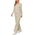 thumbnail image 4 of INSPIRE CHIC Knit Sweater Top Wide Leg Pants Set for Women's 2 Piece V Neck Lounge Outfits Trendy Cozy Clothes XS Apricot, 4 of 6