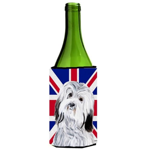 Havanese With English Union Jack British Flag Wine bottle sleeve Hugger - 24 Oz.