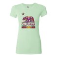thumbnail image 2 of California Republic Bear Logo Retro Mandala Mosaic Animal Lover Womens Slim Fit Junior Tee, Mint, X-Large, 2 of 3