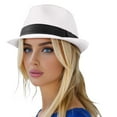 thumbnail image 2 of Womens Hats Unisex Packable Straw Fedora Short Brim Roll Up Summer Beach Hat White One Size, 2 of 4