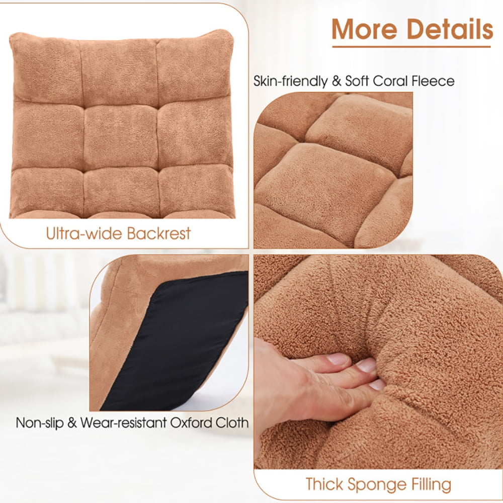Finihen Adjustable 14-position Cushioned Floor Chair, Folding Lazy Sofa Chair for Living Room, Bedroom, for Gaming, Reading, Beige Finihen Adjustable 14-position Cushioned Floor Chair, Folding Lazy Sofa Chair for Living Room, Bedroom, for Gaming, Reading, Beige