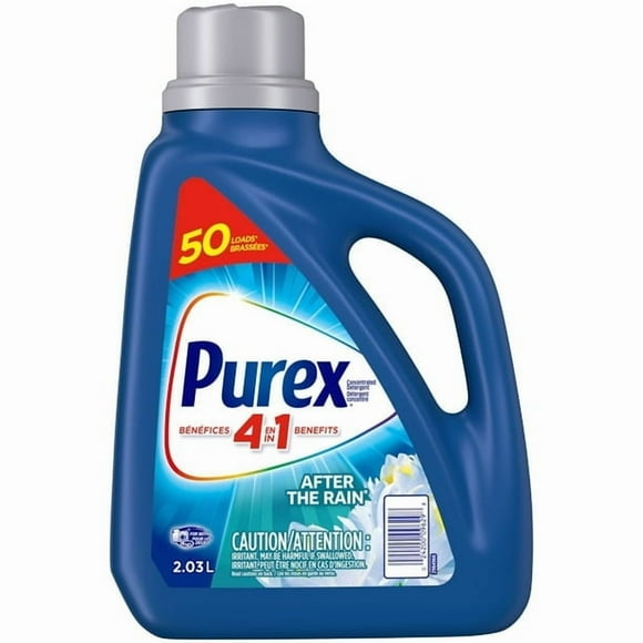 Purex Détergent à Lessive Liquide Concentré 4 en 1, After The Rain, 2,03 Litres, 50 Brassées, 2,03 Litres, 50 Brassées