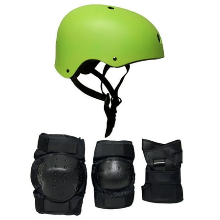 - Krown Skateboard Helmet Elbow/Knee/Wrist Pad Combo MEDIUM BMX Inline NEON GREEN
