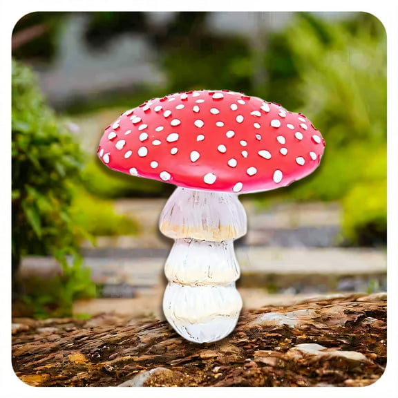 ICERUN Garden Statues,Luminous Mushroom Sculpture Resin Animals,Dreamy Nightview Garden Decor for Outside,Style1