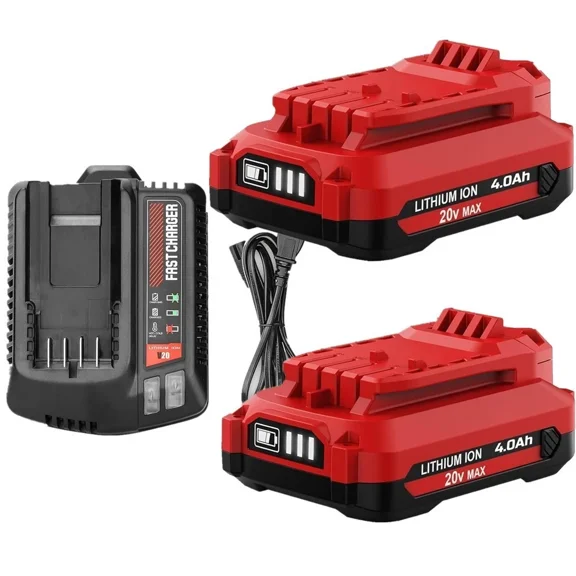 2PACK 4.0Ah Replacement for Craftsman 20V Battery and CMCB104 Charger V20 Battery CMCB205 CMCB204 CMCB206