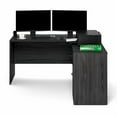 thumbnail image 6 of Furinno ROGER 60" 3-Drawer L-Shaped Desk Cord Grommet Coastal Grey, 6 of 9