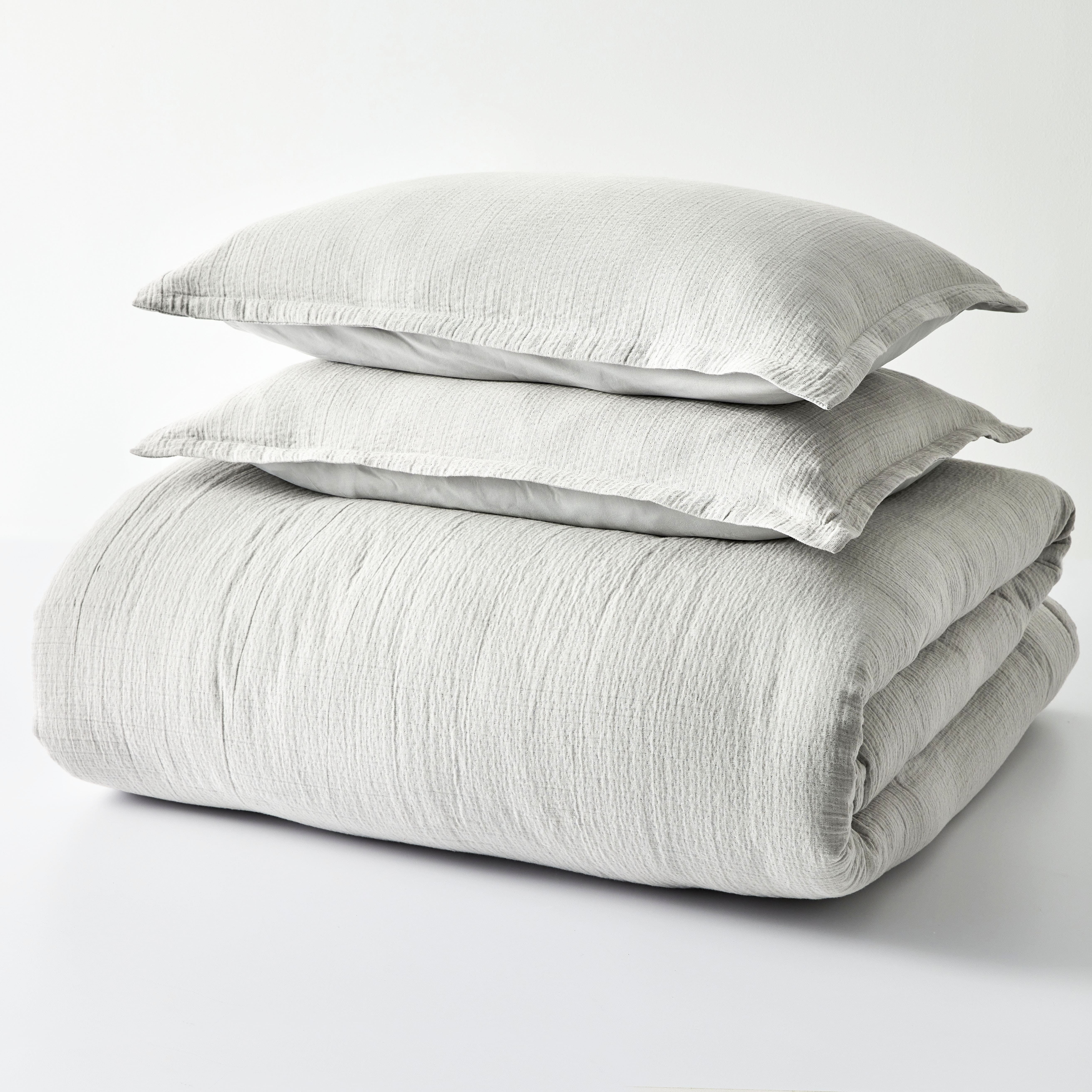 Better Homes & Gardens 3-Piece Soft Silver Crinkled Gauze Duvet Set, Adult Double/Queen