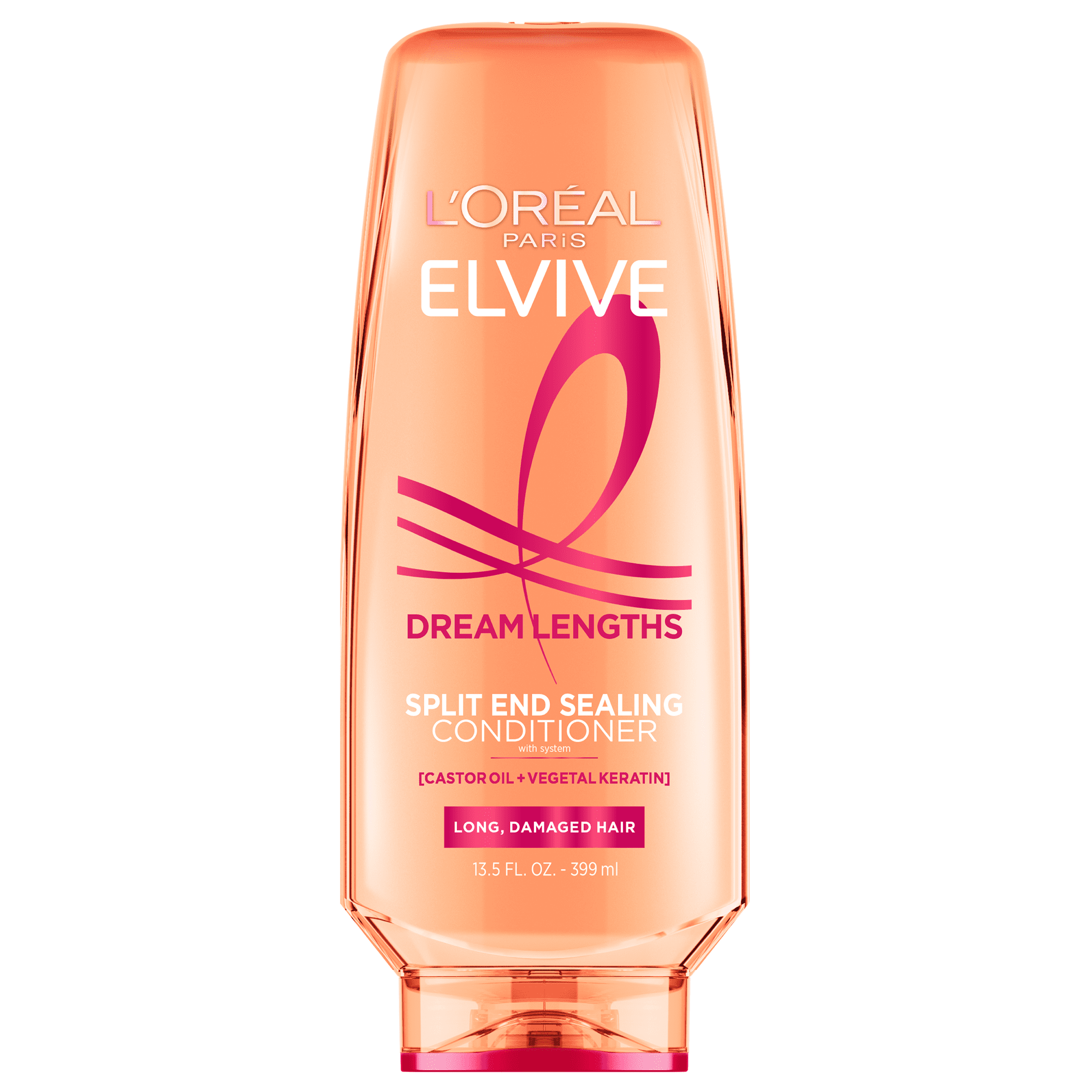 L'Oreal Paris Elvive Dream Lengths Restoring Shampoo and Detangler Conditioner Set with Castor Oil, 13.5 fl oz