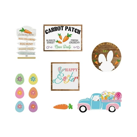 

ZAROYEAX Easter Party Scene Layered Tray Decoration Table Wooden Decoration Easter Party Wooden Tray Decoration(Tray Not Included)