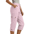 thumbnail image 5 of Dwellite Cargo Pants For Women 2026 Summer Casual High Waisted Button Loose Travel Hiking Comfy Capri Cropped Pants With Pockets Pink XL, 5 of 8