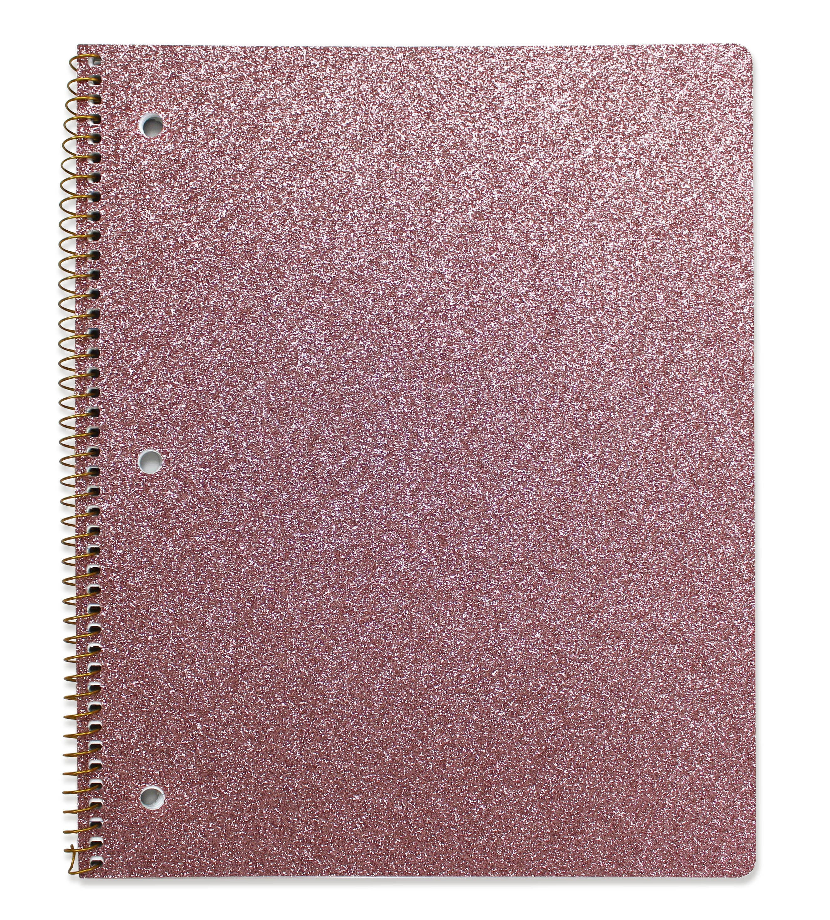 U-Style Glitter 1 Subject Notebook, Wide Rule, 80 Sheets, Pink