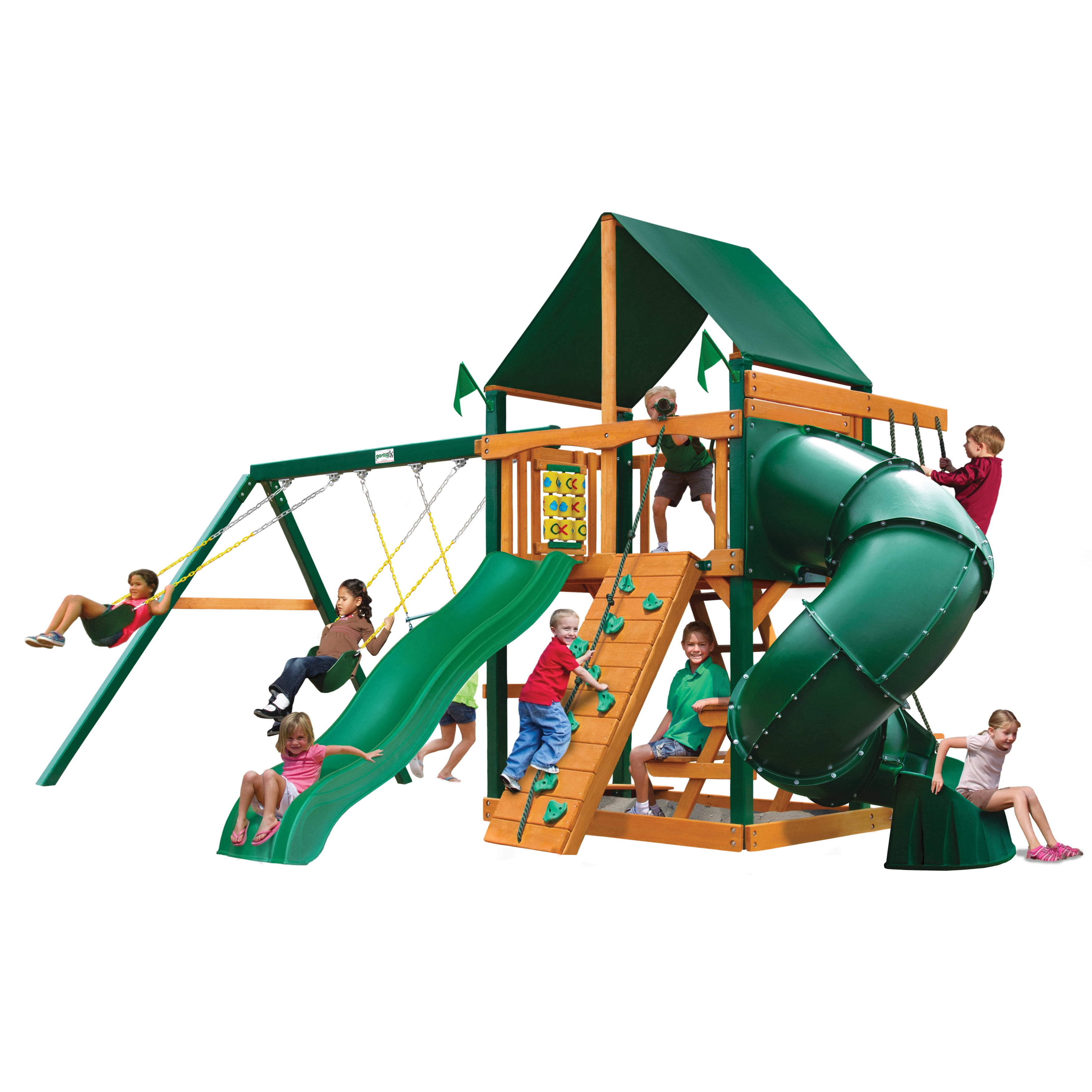 Gorilla Playsets Mountaineer Cedar Swing Set with Sunbrella® Canvas