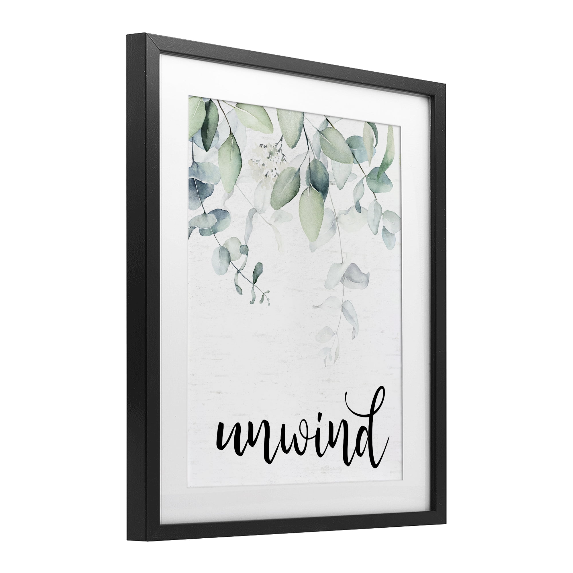 Unwind Leafy Herbs Black Framed Print Under Glass, design by Lettered and Lined