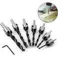thumbnail image 3 of 7 piezas Brocas para madera con avellanador Escariadores de carpintería Perforación central Chaflán Brocas avellanadas con avellanador y tope de profundidad Juego de brocas avellanadoras Brocas para, 3 of 5