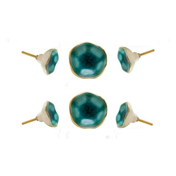 Set of Six Jordan Turquoise Ceramic Knobs