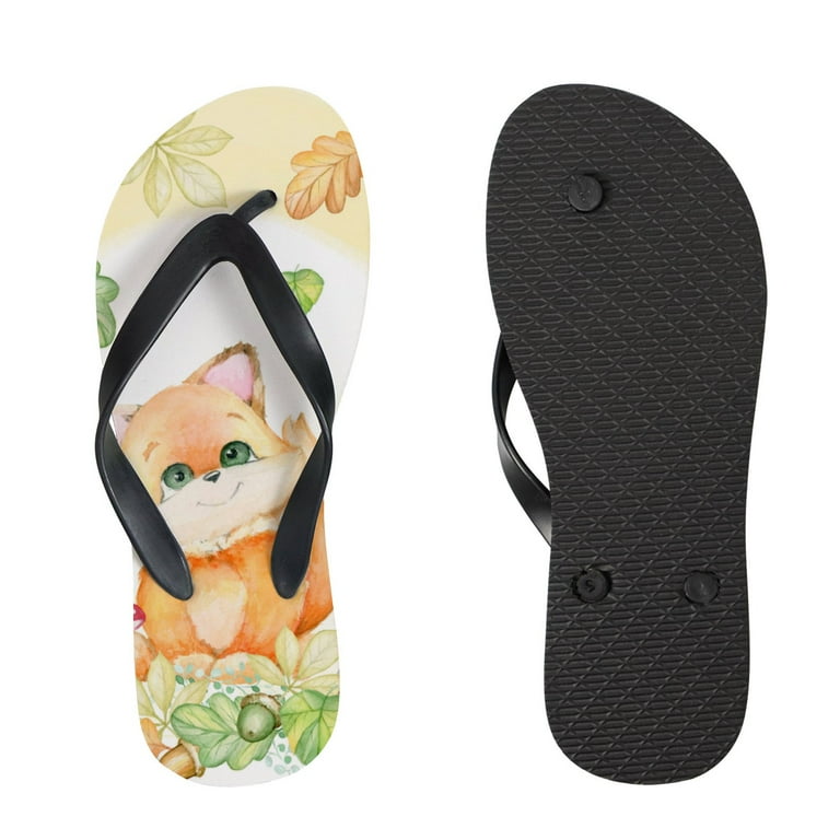 ANYWAY.GO Flip Flops Sandals of Men s Women s Orthotic Comfort Thong Style Slippers for Home beach Little Fox Large Walmart