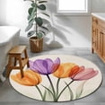 thumbnail image 4 of Area Rug 36in, Spring Floral Colorful Tulip Floor Carpet Living Room Rug, Countryside Wild Flower Non-Slip Welcome Mat Indoor Rugs for Bedroom Dining Room, 4 of 9