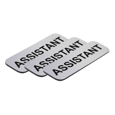 Assistant 1 x 3" Name Tag/Badge, Silver, (3 Pack)