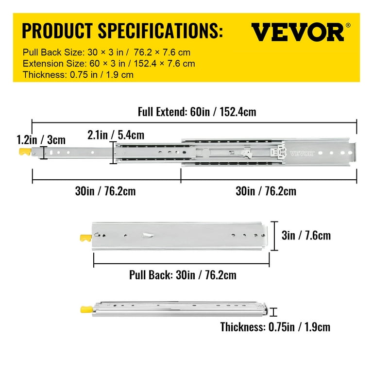 30 in. Industrial Duty Full Extension Ball Bearing Side Mount Drawer Slide 30 in. Industrial Duty Full Extension Ball Bearing Side Mount Drawer Slide