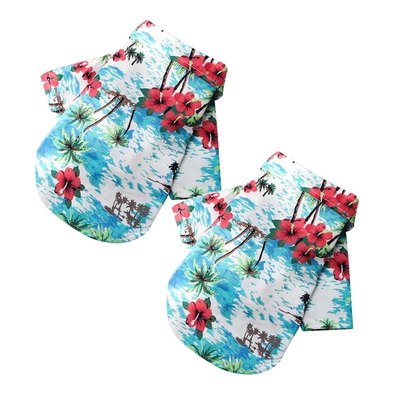2Pack Pet Summer T Shirts Hawaii Style Floral Dog Shirt Hawaiian Printed Pet T Shirts Breathable Cool Clothes Beach Seaside Puppy Shirt Sweatshirt For Small Puppy Pet Sweater For Pet Dog Cat L
