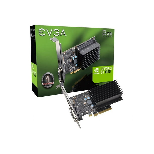EVGA GeForce GT 1030 - Carte Graphique - GF GT 1030 - 2 GB GDDR4 - PCIe 3.0 Profil Bas - DVI, HDMI - fanless