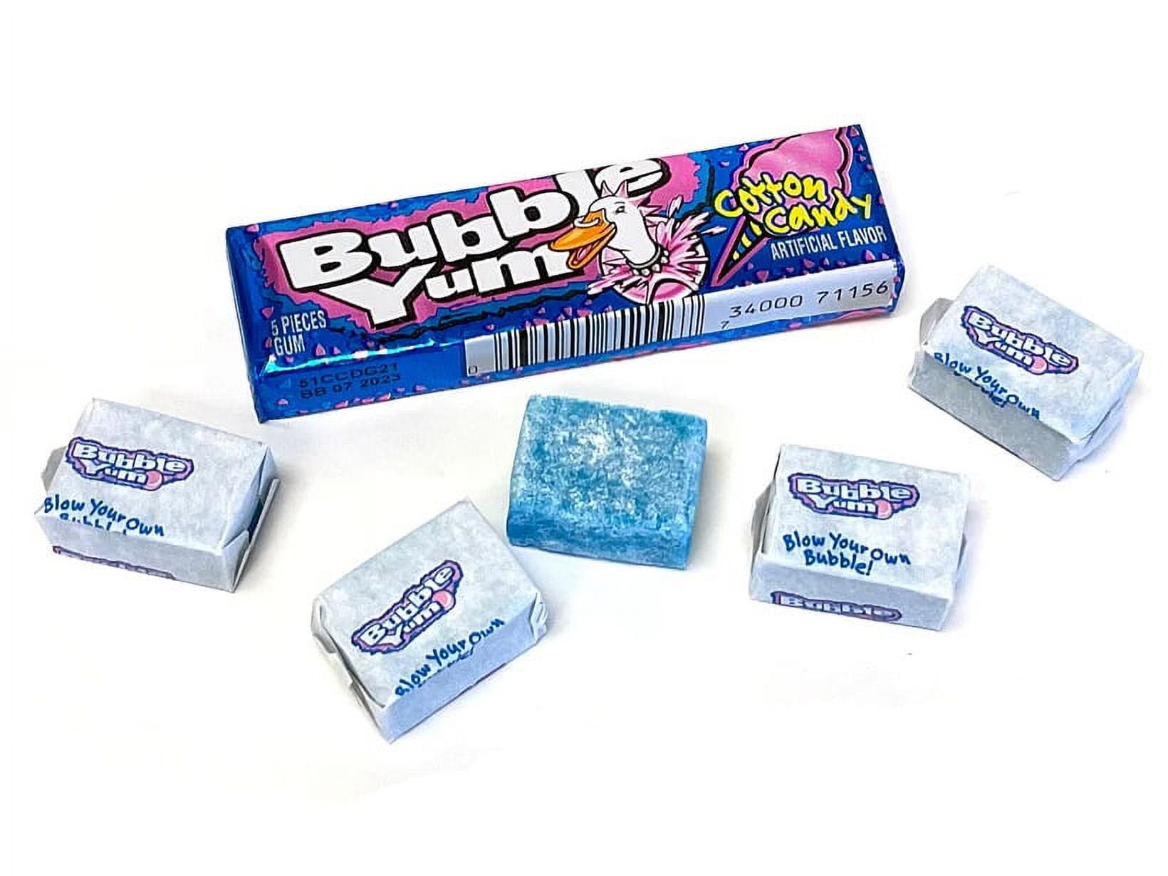 Bubble Yum Cotton Candy Bubble Gum - Soft and Easy to Chew, Long-Lasting Original Flavor - 5 Pieces, Pack of 18