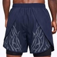 thumbnail image 2 of Men's Beach Shorts Drawstring Elastic Stylish Print Pants Casual Loose Sporty Quick Dry Pant With Pockets (M, Navy), 2 of 6