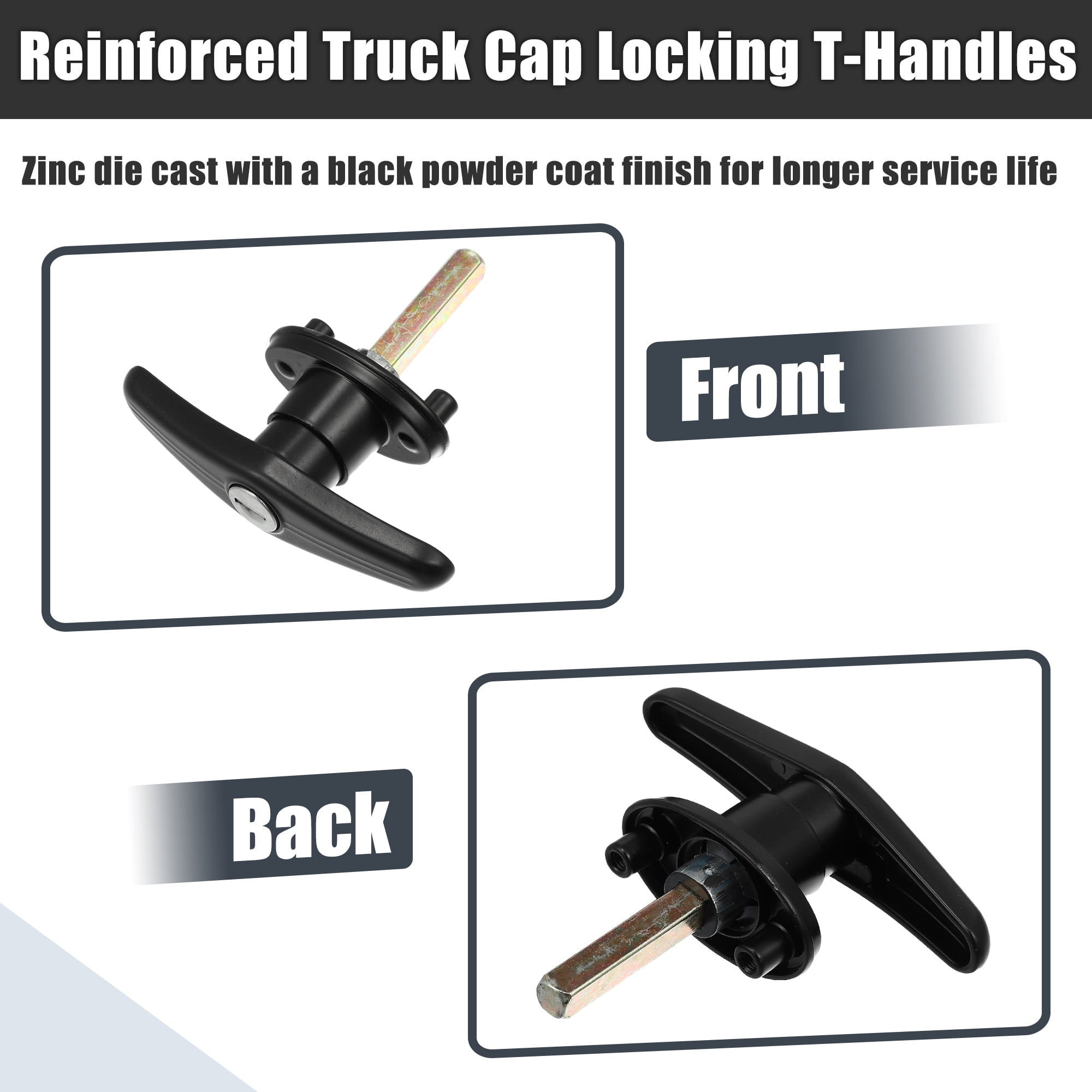 Unique Bargains Truck Cap Locking T-Handles for Pickup Truck Cap Camper Shell 2 Keys 1 Set