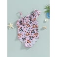 thumbnail image 2 of Wassery Western Kids Girls Summer Swimsuit 1T 2T 3T 4T 5T 6T Little Girls Sleeveless One Shoulder Ruffle Bathing Suit, 2 of 8