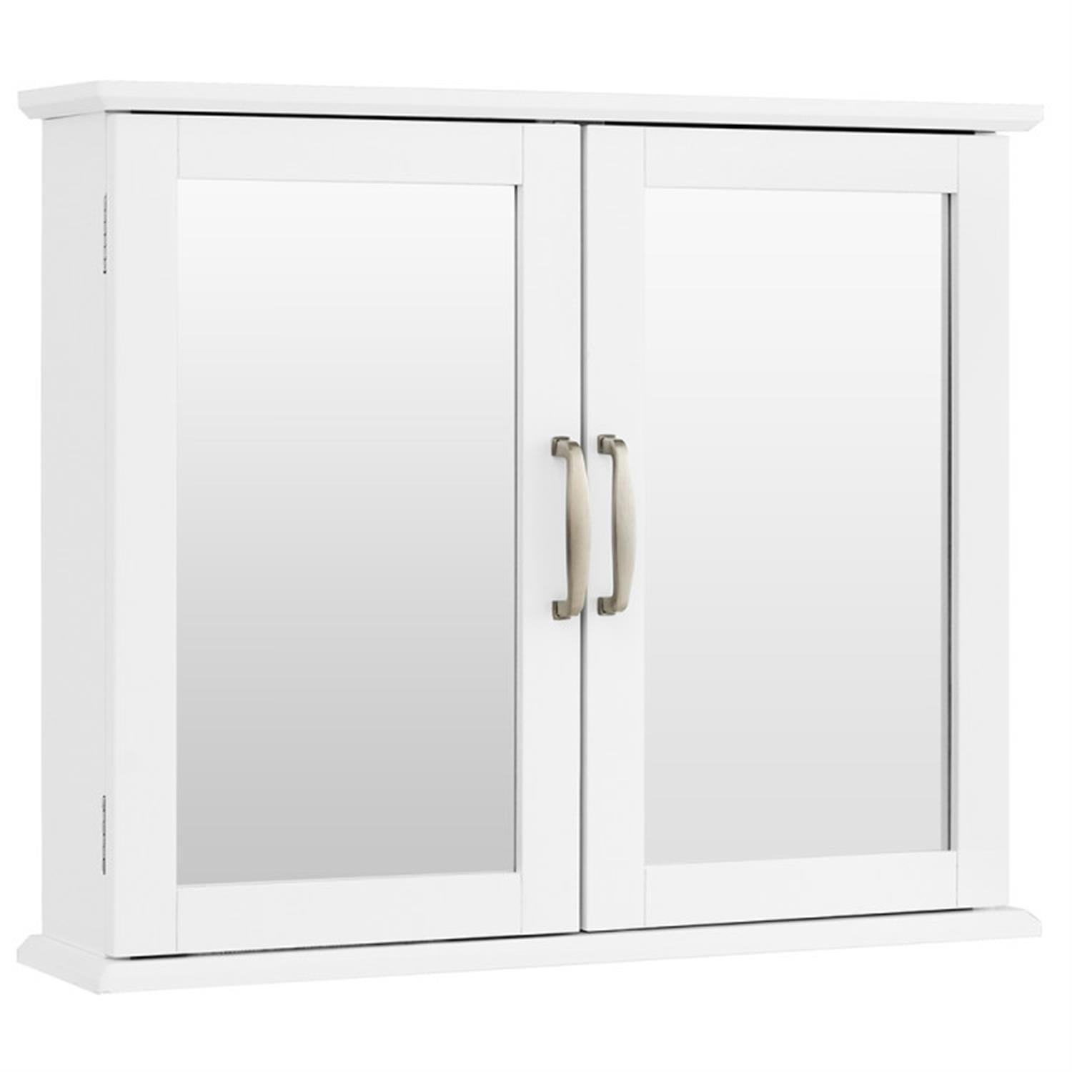 Demi Bonn 2-Tier Bathroom Wall Cabinet, Over The Toilet Space Saver Storage Cabinet, Medicine Cabinet with 2 Mirror Door and Shelves, Cupboard, White