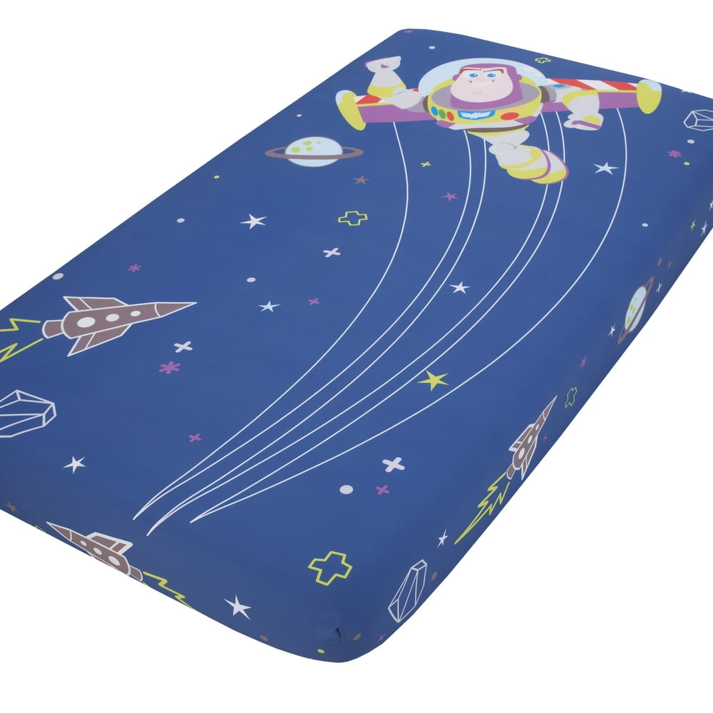 Disney Toy Story Buzz Lightyear Blue and Green Photo Op Fitted Crib Sheet