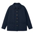 thumbnail image 5 of Women's Button Front Quilted Jacket Collared Loose Fit Comfy Fall Spring Jacket, 5 of 9