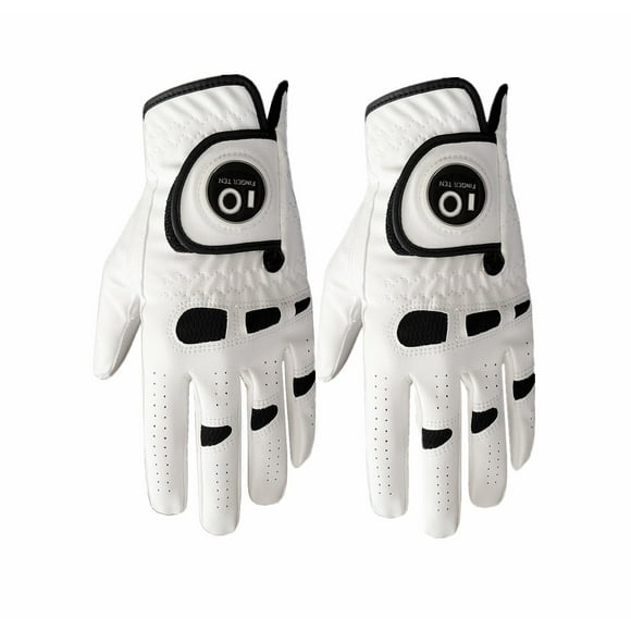 FINGER TEN Men’s Golf Glove Left Hand Right with Ball Marker Value 2 Pack, Weathersof Grip Soft Comfortable, Fit Size Small Medium ML Large XL (M/Large, Left)