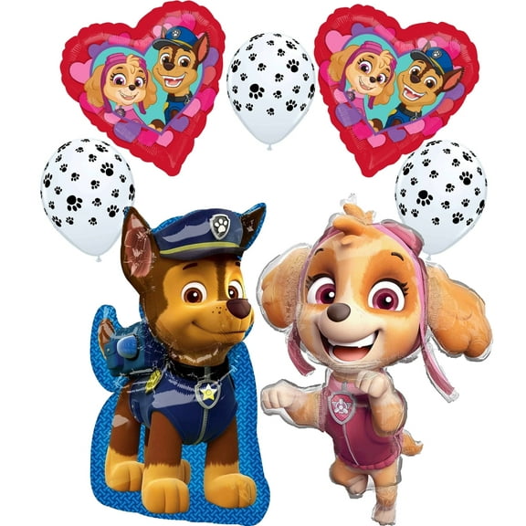 Anagram Paw Pups on Patrol Birthday Party Supplies Chase and Skye Balloon Bouquet Decorations
