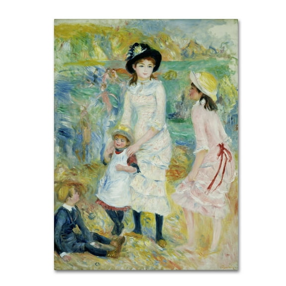 Trademark Fine Art 'Children On The Seashore Guernsey' Canvas Art by Renoir