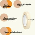 thumbnail image 5 of MMBM 12 Rolls - 5 Mil - General Purpose Masking Tape Water & Oil Resistant, Quality Adhesive, Mutipurpose, Ivory, 3/4" x 60 Yards, 5 of 7