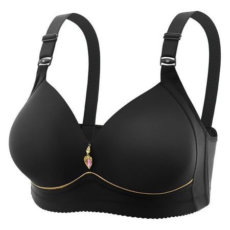 LISTHA Push Up Bras for Women Wirefree Seamless Breathable T-Shirt Bra Adjustable Straps Full Coverage Everyday Bralettes Black 46