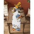 thumbnail image 5 of Orange White Pumpkins Fall Burlap-Cotton Table Runner 120 Inches Long,Thanksgiving Blue Eucalyptus Leaves Farmhouse Table Runners,Outdoor Dining Tablecloths for Baby Shower Party Wedding 13x120, 5 of 9