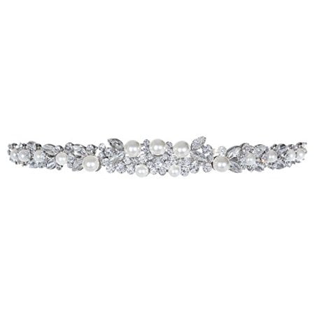 Faux Serre-Tête Fleur Florale Perle Cristal Diadème de Mariée T1040