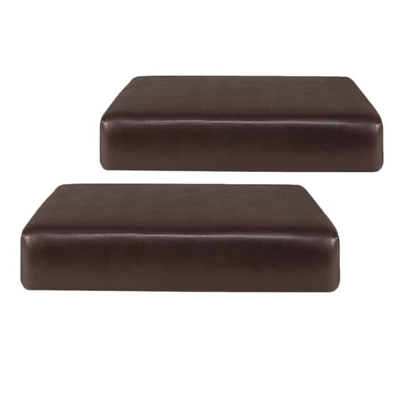 2x PU Leather Elastic Cushion Cover, Waterproof Sofa Cushion Furniture Protector with Elastic Edge for Sofa Chair Cushions